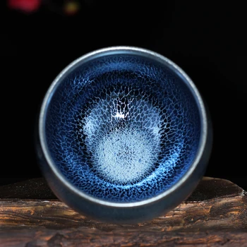 |Song занаятчийска Чаша Тяньму Fujian Цзяньчжань чаена чаша Майстор Чаша ръчна изработка чаша Цзяньян Цзяньяо синя Кирин голяма чаена чаша